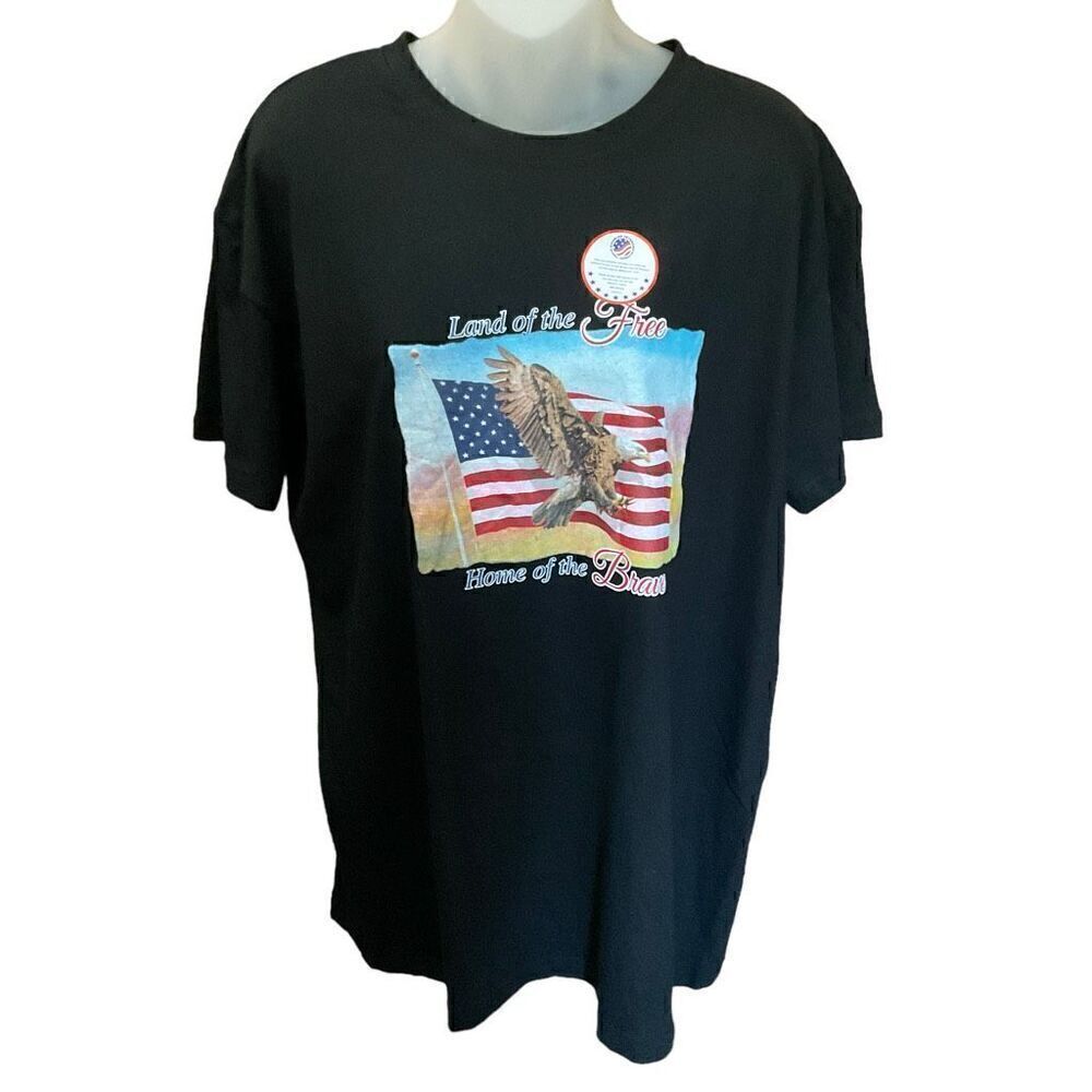 American Flag Graphic Tee Shirt Land Of The Free Home Of The Brave Large